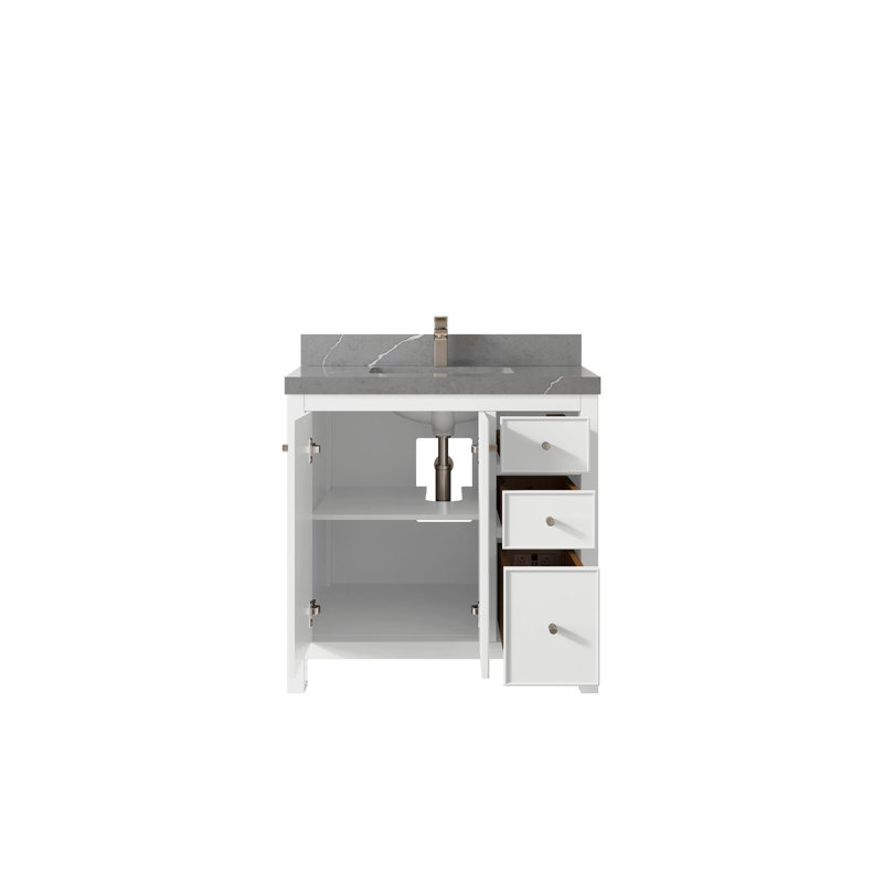 Meuble-lavabo simple avec plateau Chicago 36, Gris Piatra