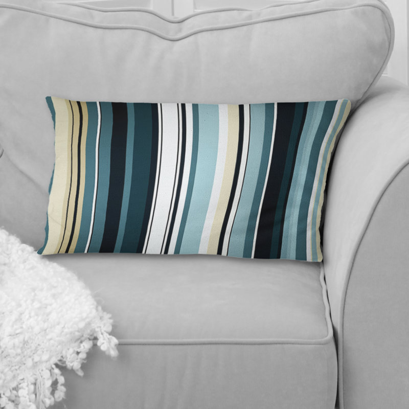 Classic Blue Elegance Striped Pattern - Striped Polyester Pillow