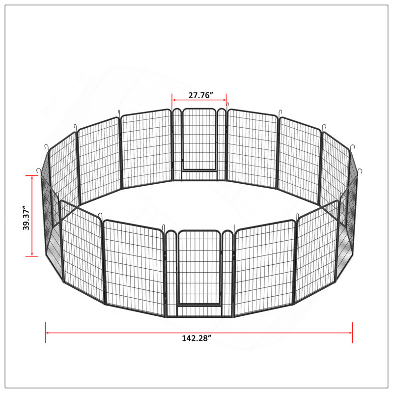 12 parcs en métal robustes avec porte, enclos pour chien pour l'extérieur, H 39,37 po x l 108,27 po x P 108,27 po