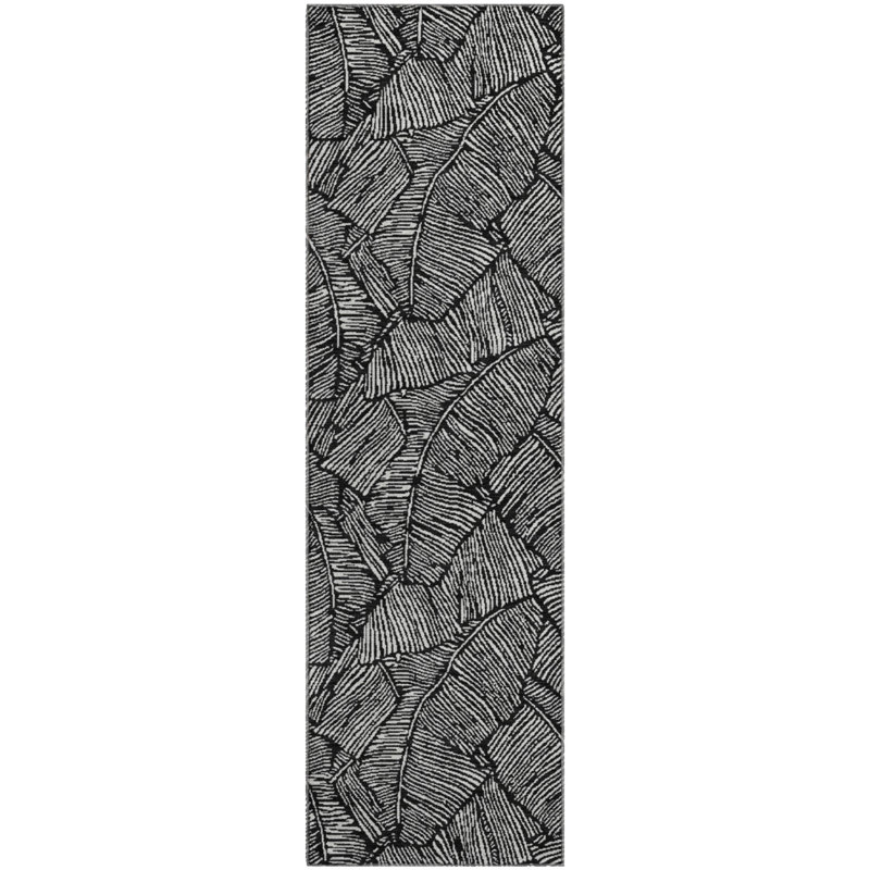 Premium Machine Washable Prisco Black Rug, Runner 2'3" x 7'6"