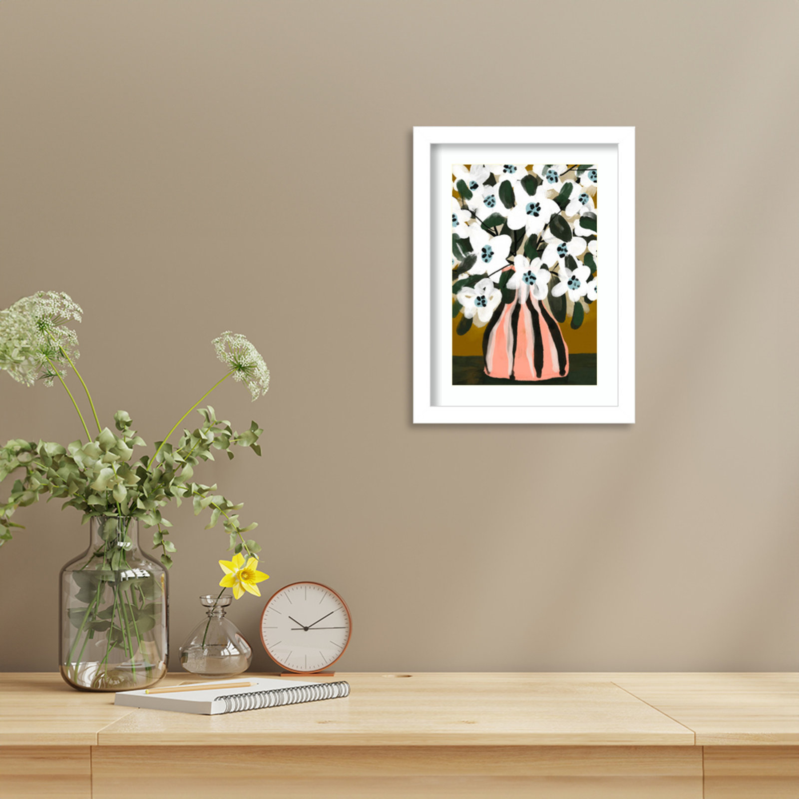 Galya "Pastel Flower Impression No. 9" Print, White, 13" H x 10" W