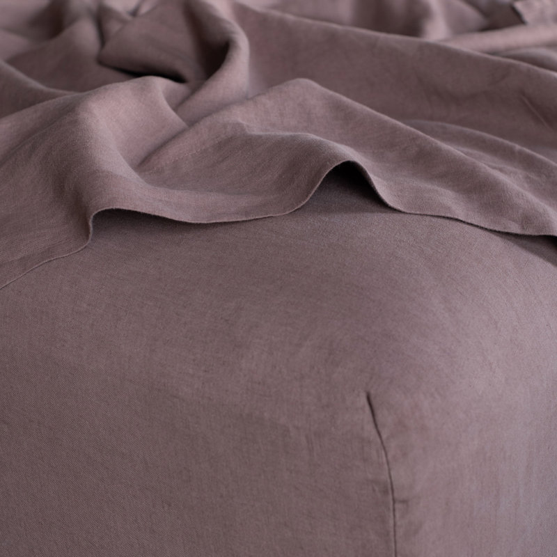 100% French Linen Sheet Set, California King Sheet Set with 2 Pillowcases, Clove