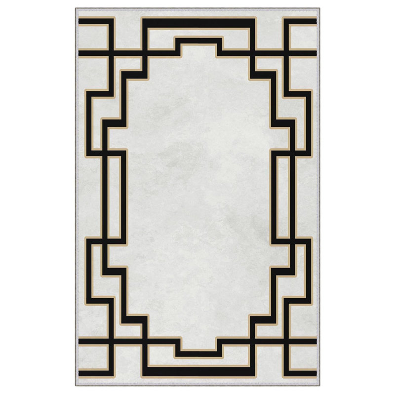 Stylish Woven Carpet (4 x 6 Feet), 100% Polyester, 0.3 in Pile Height | Antibacterial, Non-Slip PVC Dot Underside | Machine Washable, 3D Digital Printed Design | Perfect for Living Room, Bedroom & Office Decor