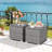 2PCS Patio Rattan Ottomans Seat Side Table Storage Box Footstool with Cushion Black-1962808542