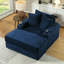 1 velours côtelé bleu avec coussins décoratifs et canapé profond pour le salon, tissu luxueux, structure en éponge haute, conception ergonomique, facilité d'assemblage