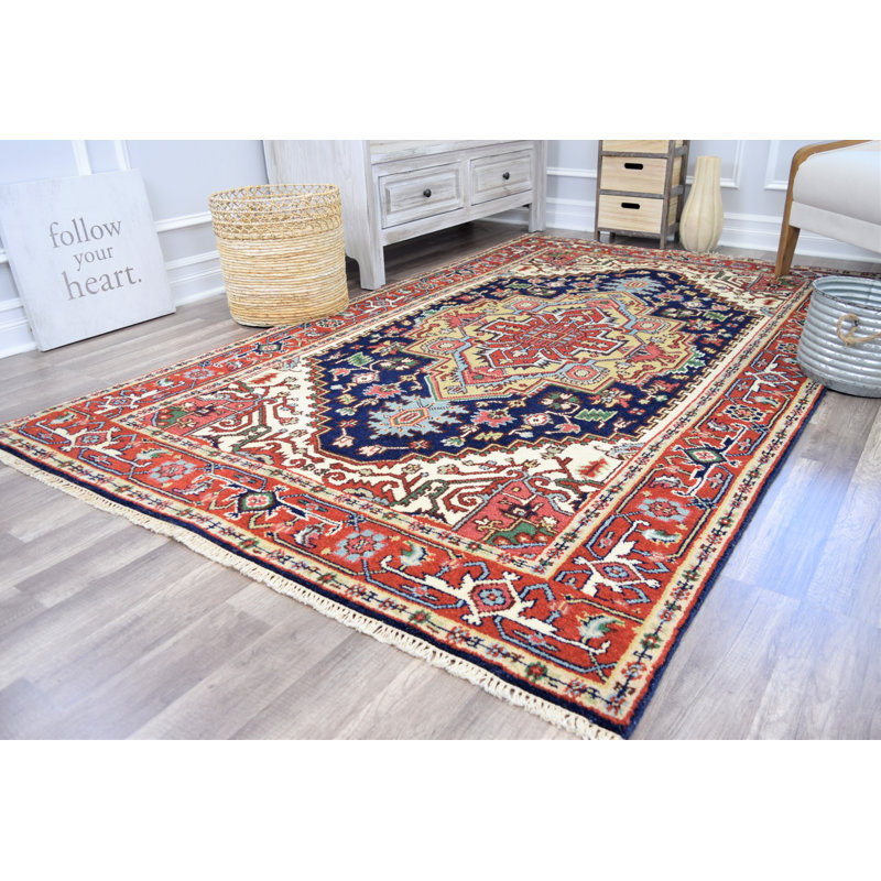 Tapis bleu royal royal Heriz, Rectangle 4pi x 6 pi
