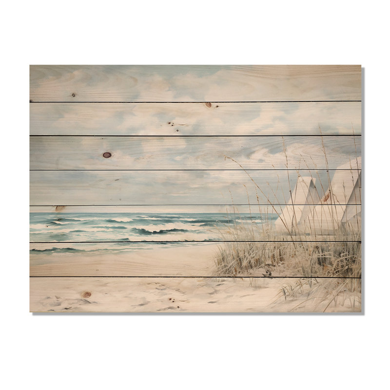 Paysage de plage minimalisme II sur bois, H 30 po x l 40 po x P 0,78 po
