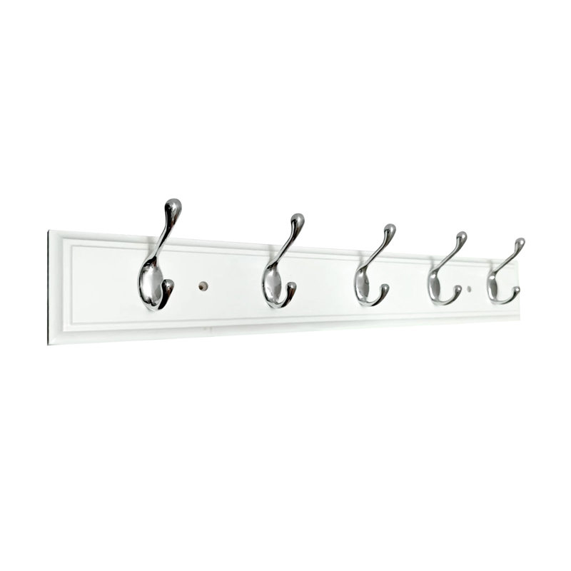 Portemanteaux mural robuste 27 po avec 10 crochets FantasHome - blanc / argent, nickel satiné Bella