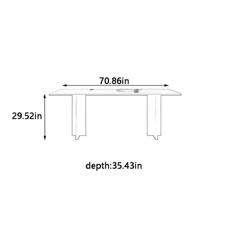 Table de salle à manger rectangulaire, H 29,52 po x L 70,86 po x l 35,43 po