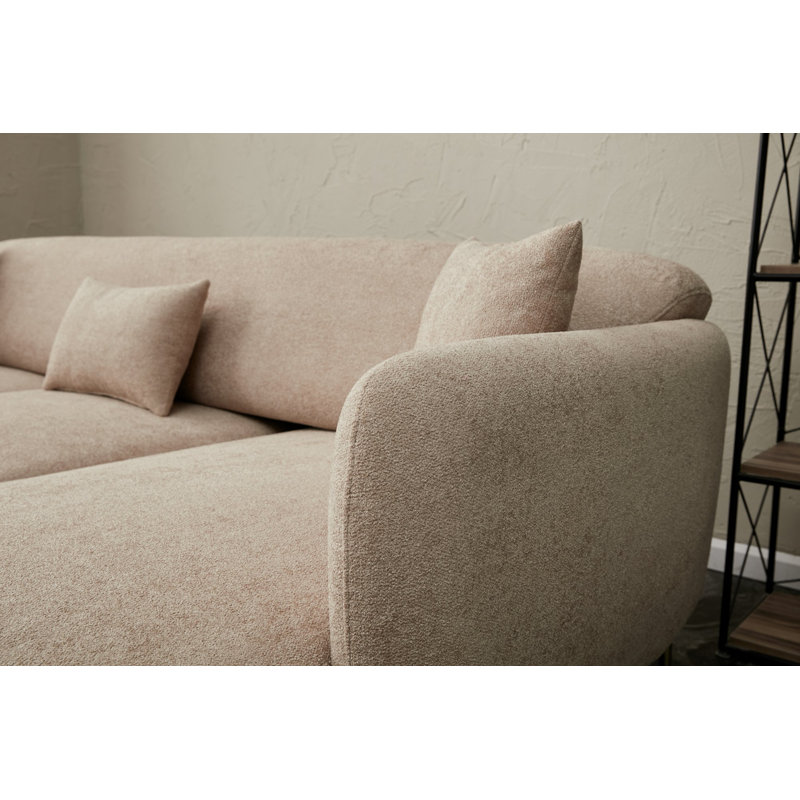 Canapé-lit tapissier Darron, 100 % polyester beige