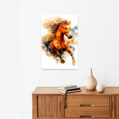 Wild Wild Watercolor Horse, impression d'art mural cheval contemporain