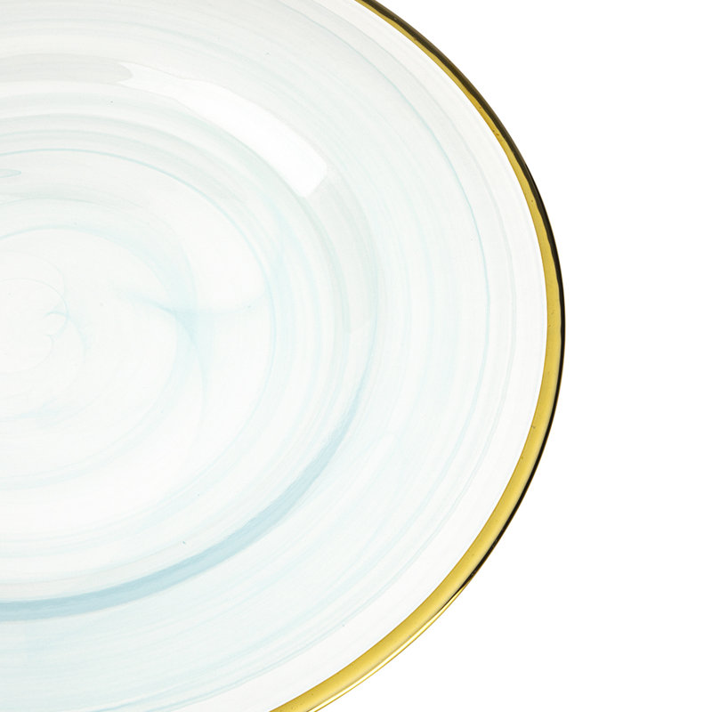 Assiettes en verre rondes bleu nuage