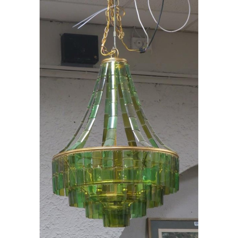 Lustre vert Alan Mizrahi Vintner, Noir, noir, noir, noir, Chrome laqué, 55" Diameter x 70" Height
