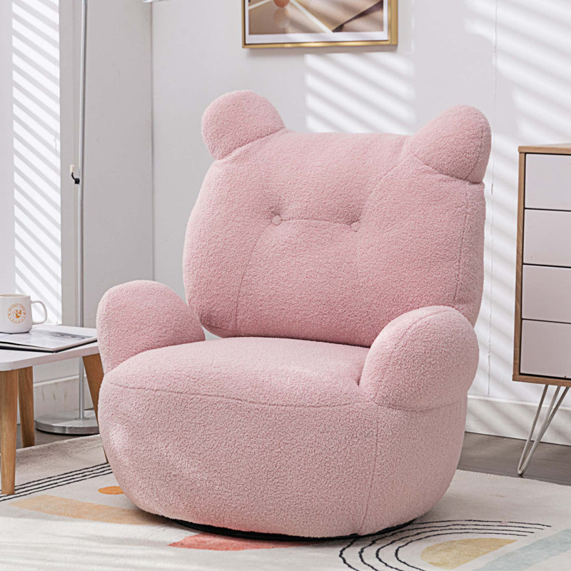 Fauteuil demi-tonneau pivotant l 32,3 po Danyar, Rose peluche