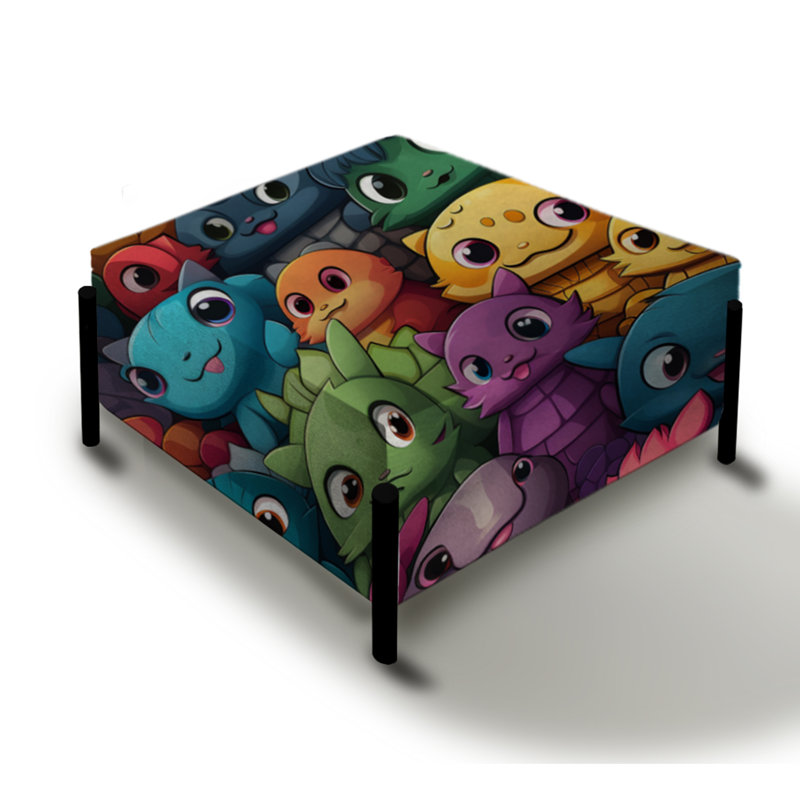 Papier peint coloré avec créatures côtières pour enfants - grand repose-pieds carré à imprimé animal