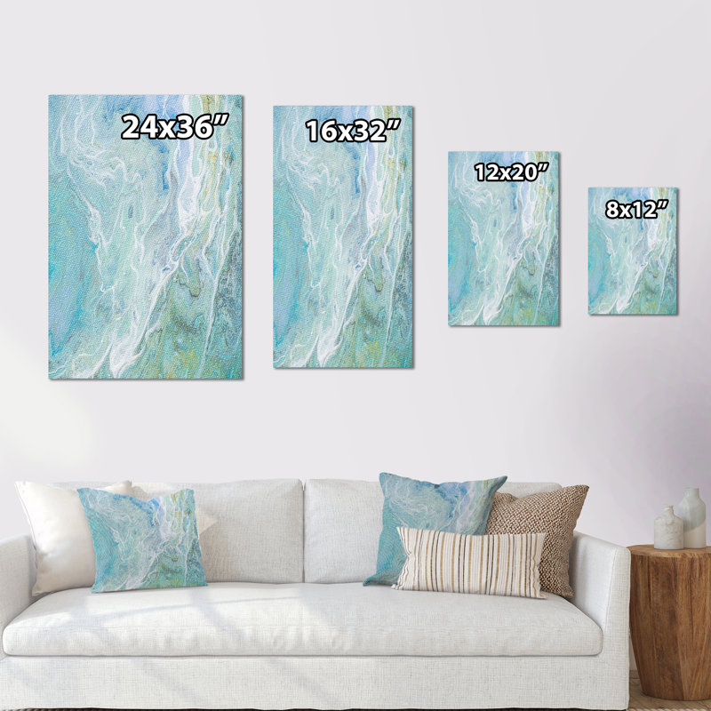 Nuances de turquoise et de blanc - reproduction d'art sur toile, H 36 po x l 24 po x P 1 po, Toile tendue