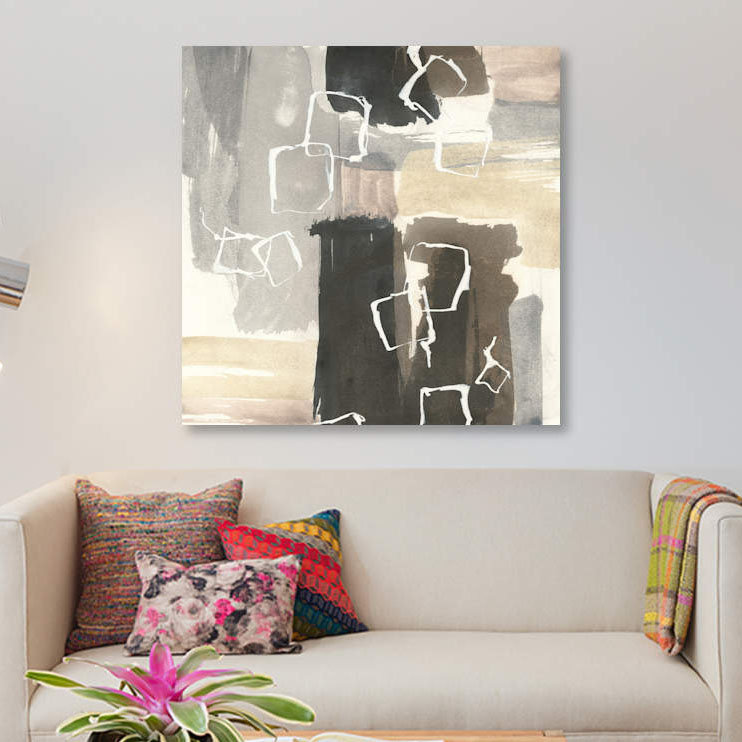 « danse squares i », impression sur toile, H 37 po x l 37 po x P 1,5 po, Pas de tapis, Toile tendue