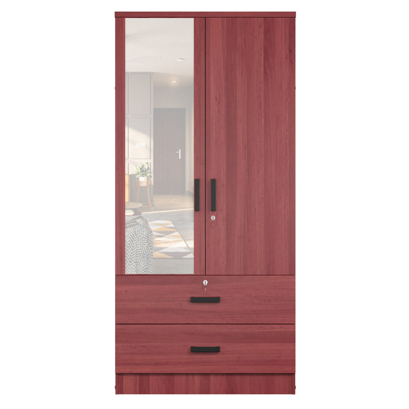 Armoire à miroir 2 portes et 2 tiroirs Majoch, Acajou