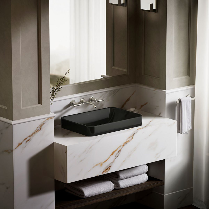 Vox Rectangle Vessel Bathroom Sink In Black