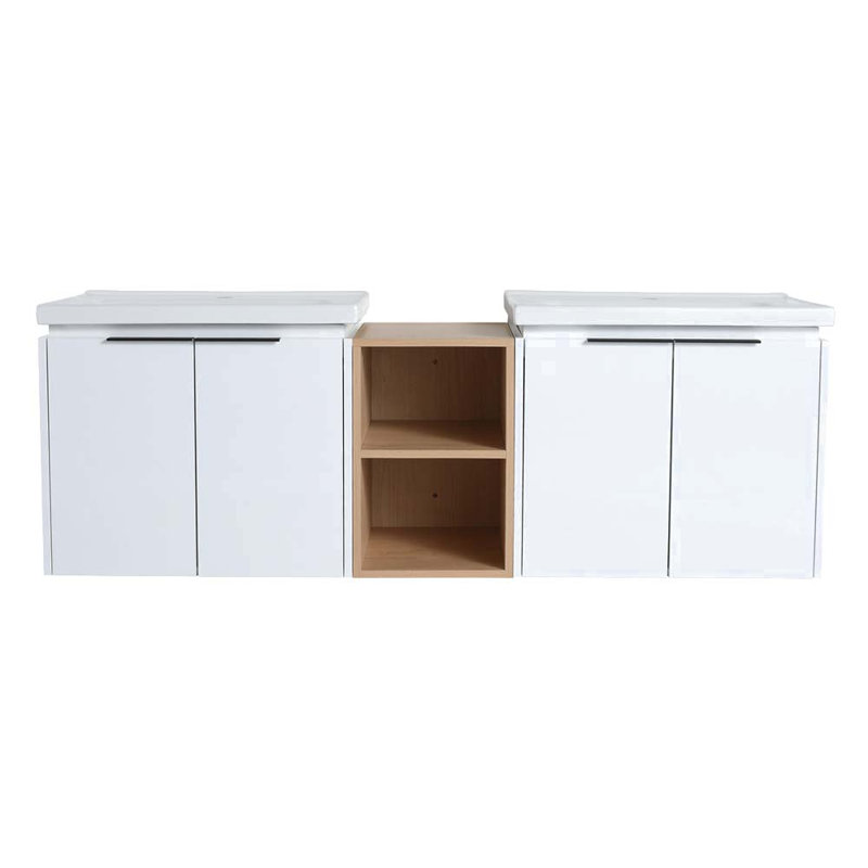 Ensemble de meuble-lavabo double 59,62 po avec plateau en céramique Eaffaldano