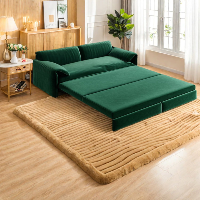 Canapés escamotables In 1, canapé-lit en velours de 66 pouces avec rangement, maison moderne