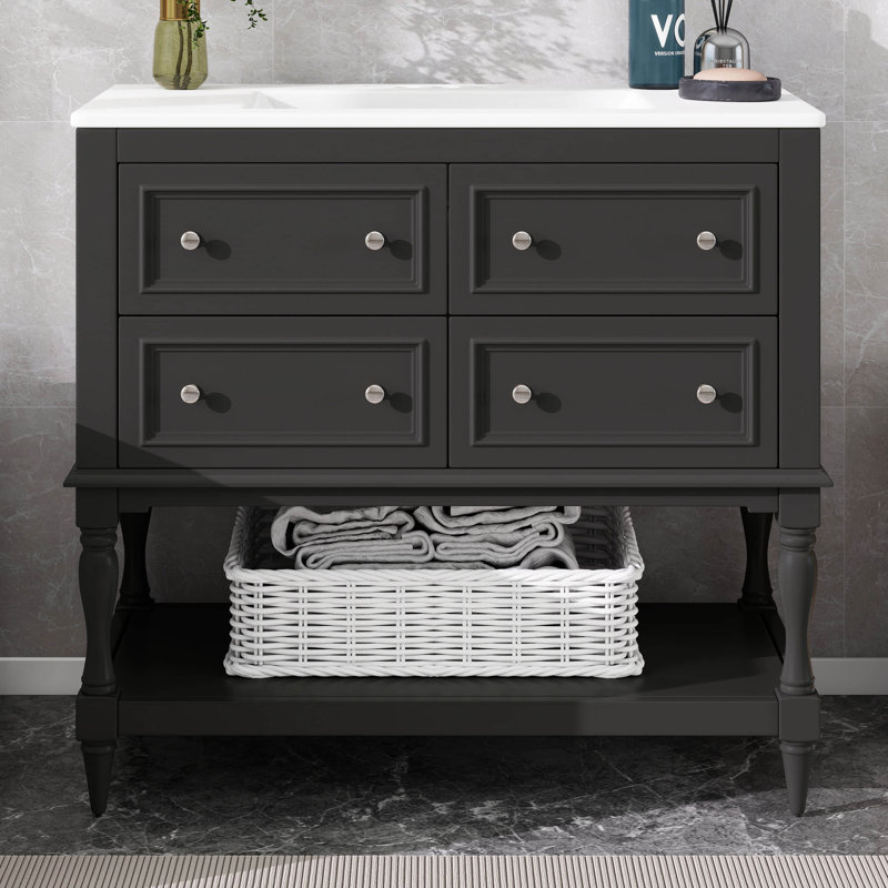 Ensemble de meuble-lavabo sur pied 36 po avec lavabo 36 po, Noir