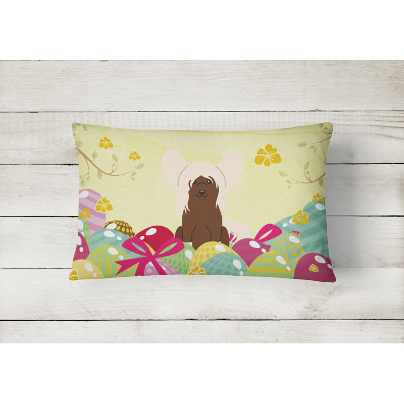 Easter Eggs Chinese Crested Cream Lumbar Pillow