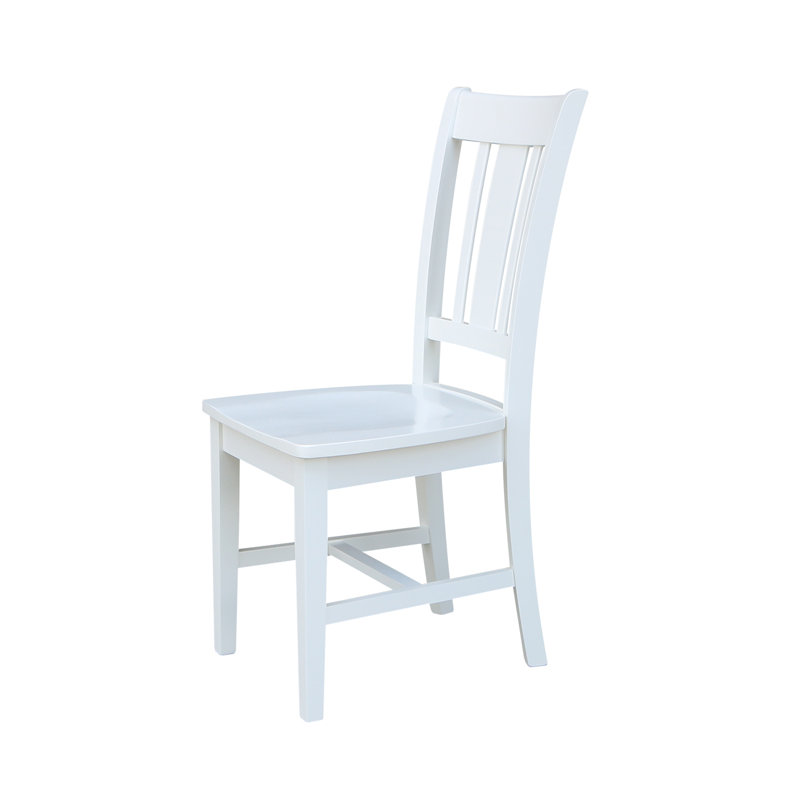 Chaise d'appoint en bois massif Evalyn, Blanc