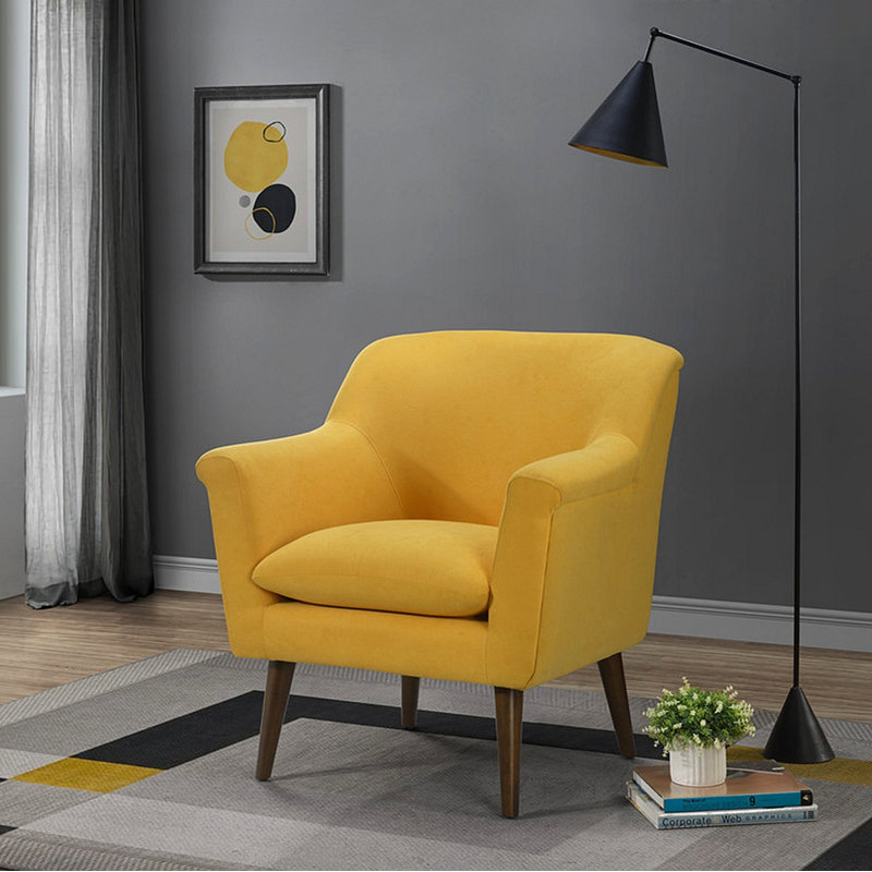 Fauteuil Marsie Global Glam, Tissu jaune