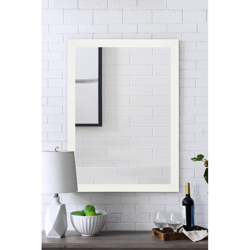 Miroir mural Modern Modern, blanc, 15,7 po x 21,7 po | Cadre 100% plastique, épaisseur: 1,2 po | Design élégant, épaisseur de miroir de 4 mm | Parfait pour la décoration intérieure et les intérieurs contemporains