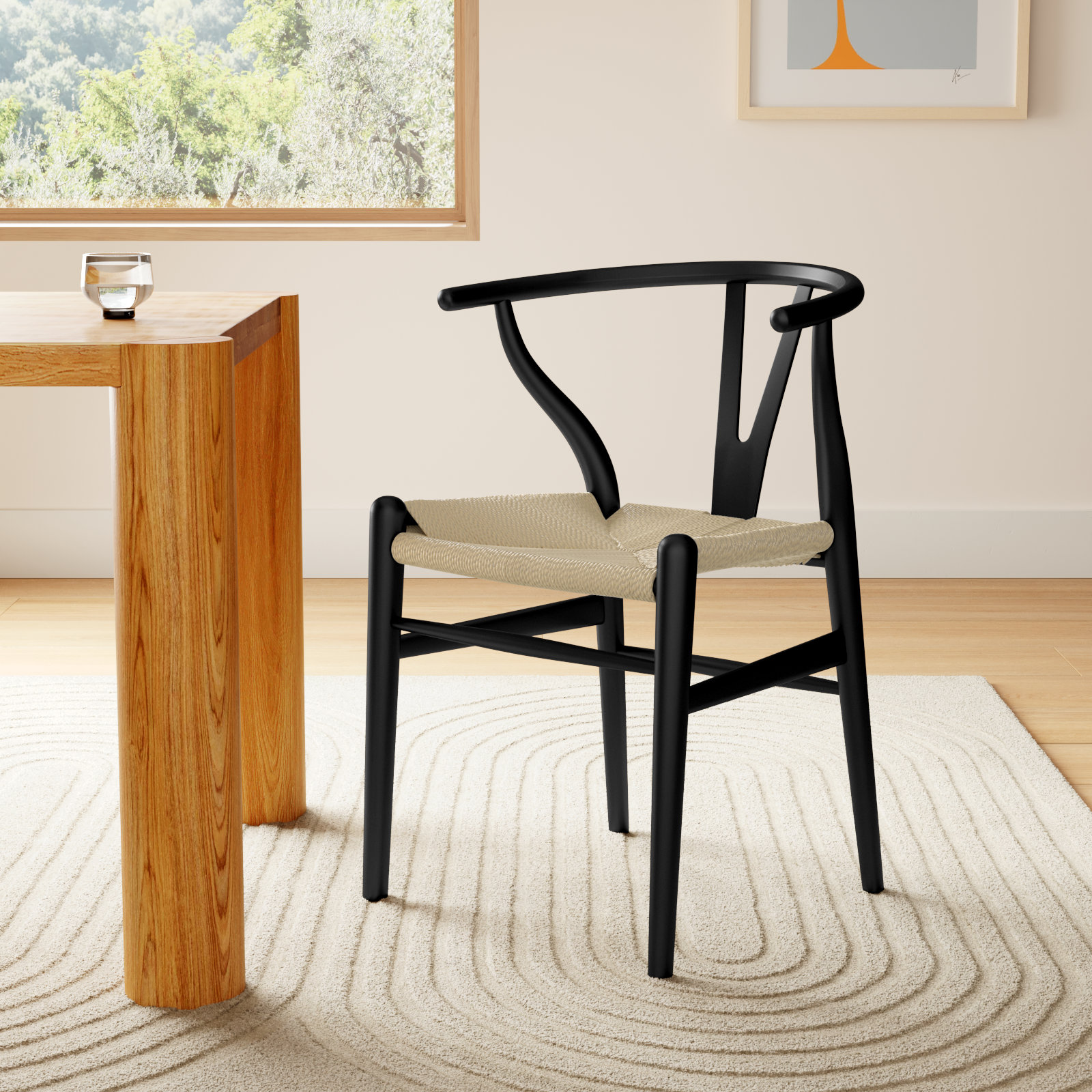 Baruti Wicker Side Chair, Black/Beige