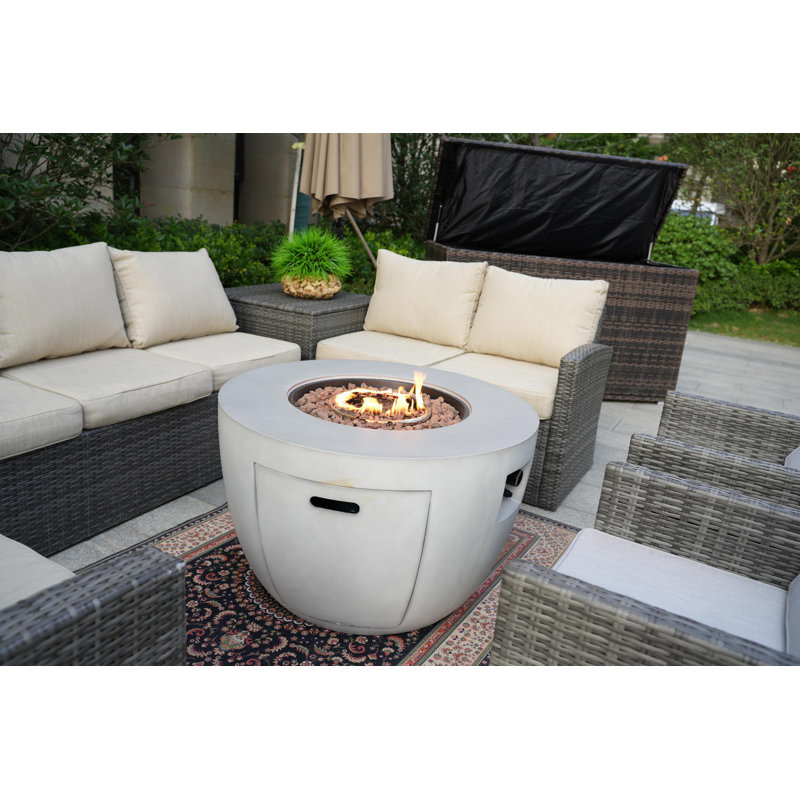 - Person Patio Conversation Set with Cushions, Beige, Gray