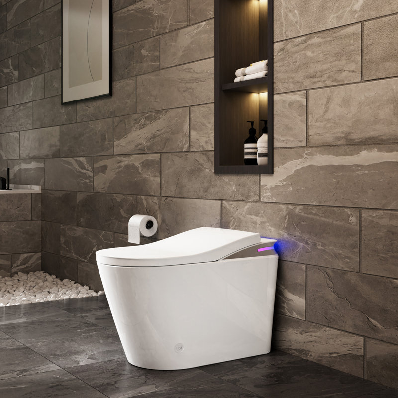 ADA Smart Toilet with Built-In Tank, Auto Lid & Deodorizing System, Bidet Wash and Heated Seat, White