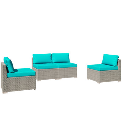 Jerriah Wicker 4 - Person Patio Conversation Set with Cushions