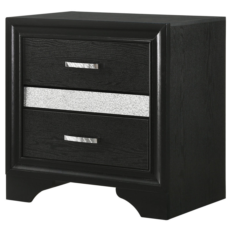 SantaAna 3-drawer Nightstand Bedside Table Black, Black