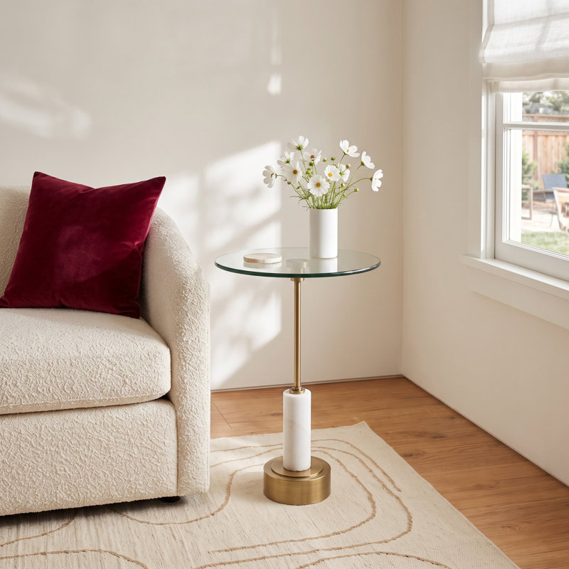 Leone Glass Top End Table