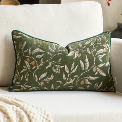 Green Floral Throw Pillow Cover 12 X 20 Inch Rectange Luxury Decorative Lumbar Pillow Cover For Couch Living Room Bedroom