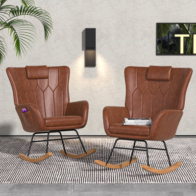 2-Pack High Back Rocking Chair With Headrest And Side Pockets by George Oliver