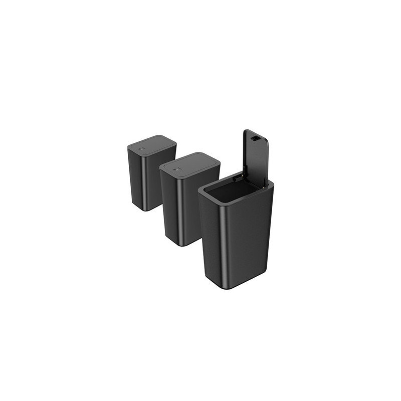 Black Slim Plastic Trash Can with Lid, 10 Liter, 3 Pack