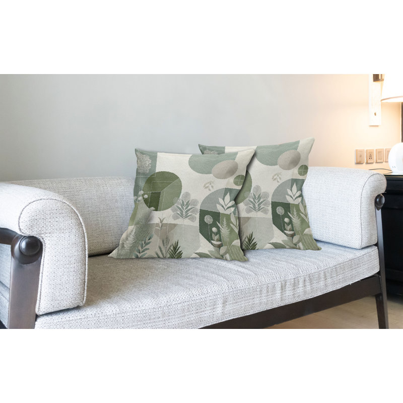 Ensemble de 2 housses de coussin Ambesonne Monstera vert réséda taupe, Carré, H 20 po x l 20 po