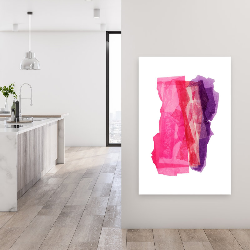 Translucent Layers Abstract Bold Colorful Violet Wall Art Print by Ohkimiko - Wrapped Canvas Print, 121.92cm H x 81.28cm W