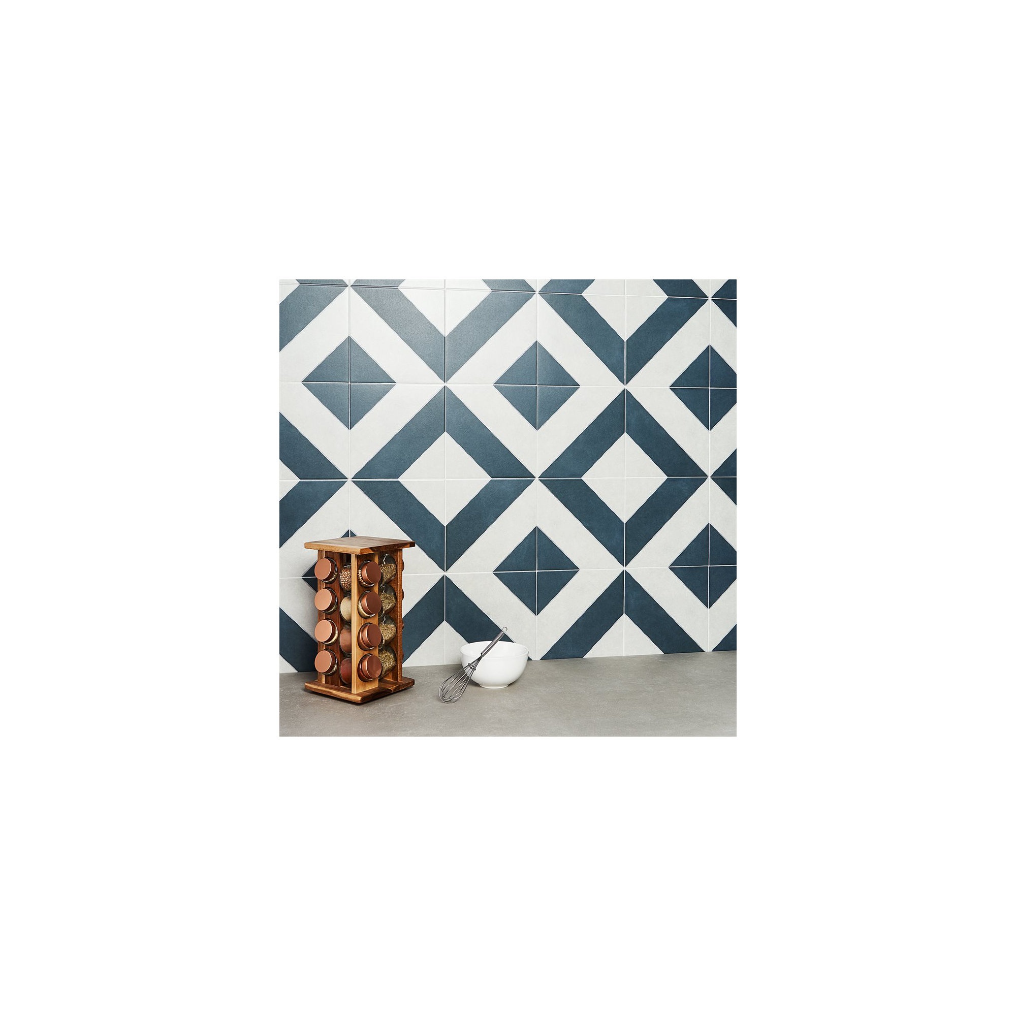 Ava Diagonal 9" x 9" Porcelain Tile (10.76 sq. ft./ Case), Navy