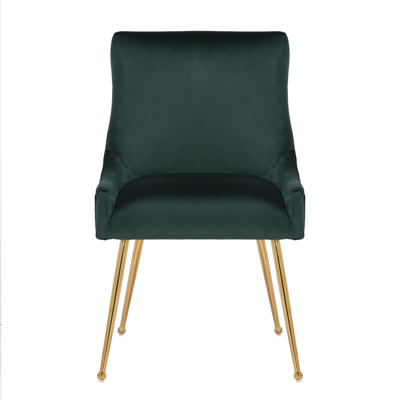 Chaise d'appoint en velours et acier inoxydable, Vert