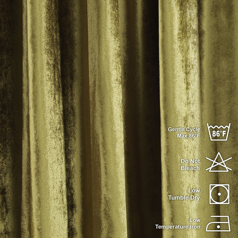 Pinch Plate Room Darkening Extra Long & Extra Wide Decorative Curtain - Single Panel 4, 65cm Width x 175cm Drop, Lime