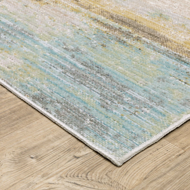 Tapis bleu / beige Goulart, Tapis de couloir 2 pi 7 po x 7 pi 10 po
