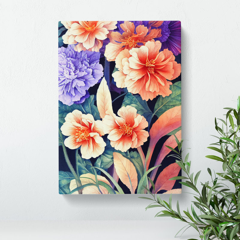 XC1022-5089X Water Painted Flowers No.2 - Wrapped Canvas Print, 60cm H x 40cm W x 3cm D