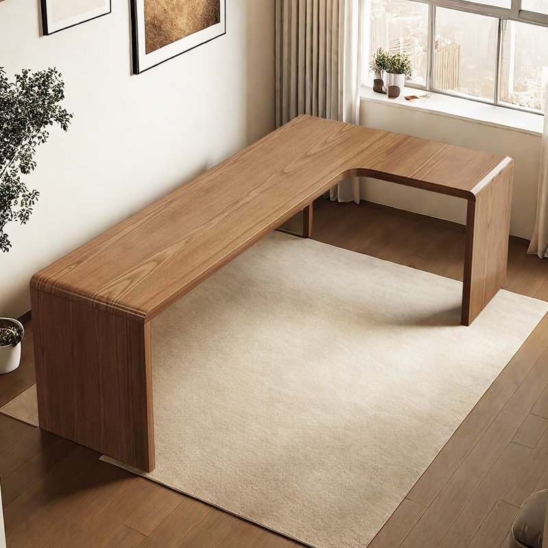 Bureau moderne en bois massif minimaliste en forme de L, H 29,53 po x l 78,74 po x P 55,12 po