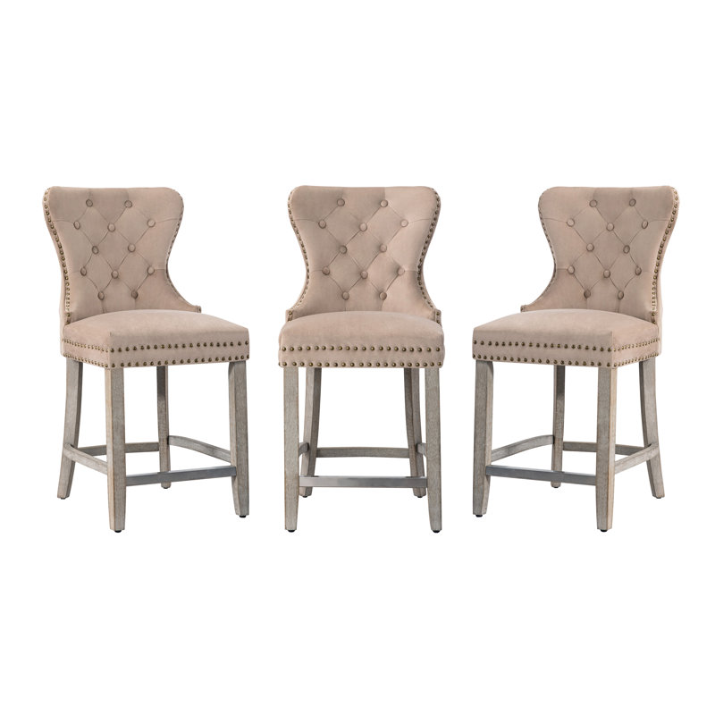Tabouret de bar et de comptoir Kirsten, Tabouret de comptoir (siège d'une hauteur de 24 p, Gris, Taupe