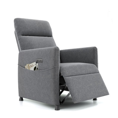 Power Recliner Chair for Adults - Modern Fabric Electric Recliner w/ Footrest, Padded Seat - Space-Saving Design for Living Room, Home Theater - Light by George Oliver