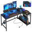 Baford L-Shaped Computer Desk with Power Outlet, Gaming Table with Monitor Stand and Shelves-468195738-464828179